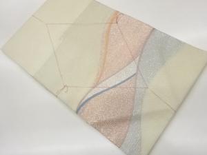未使用品　銀通し抽象波模様織出し夏用名古屋帯